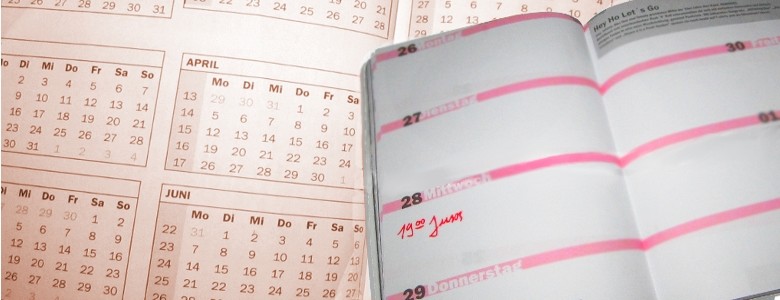 Kalender, in den mittwochs 